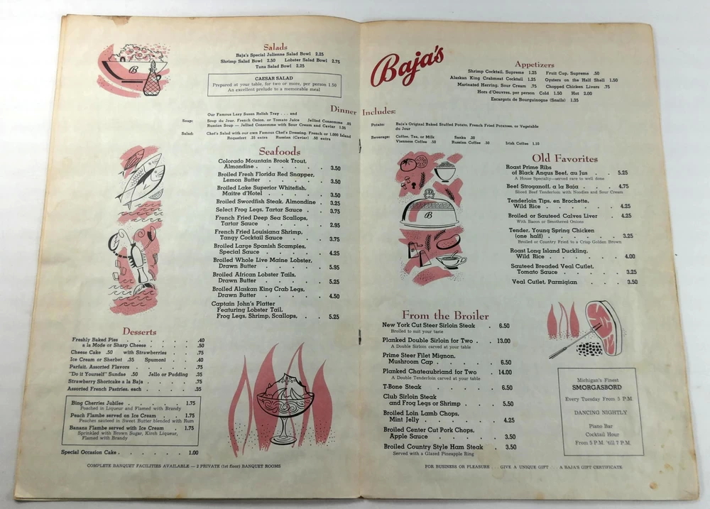Bajas - Menu (newer photo)